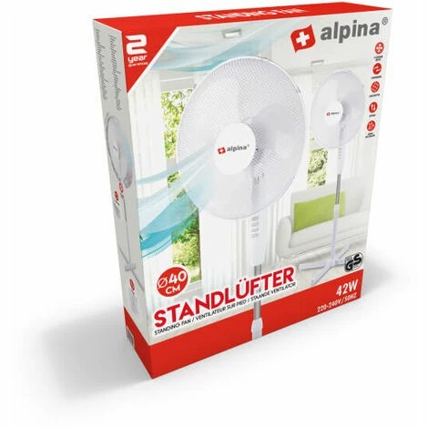 Ventilateur Sur Pied Diamètre De 40 Cm Alpina 3 Vitesses Blanc 3 Ventilateur Sur Pied Diamètre De 40 Cm Alpina 3 Vitesses Blanc