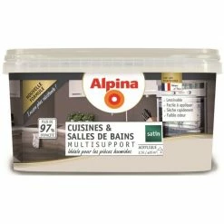 Alpina Peinture Acrylique Multisupports - Cuisine & Salle De Bains - Satin - 2,5L | Finition: Satinée - Couleur: Nuage (Alpina) - Nuage (Alpina)