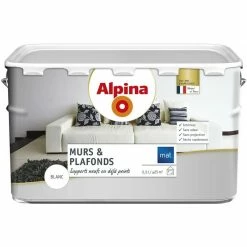 ALPINA Murs Et Plafonds Acrylique Mat Blanc 10L